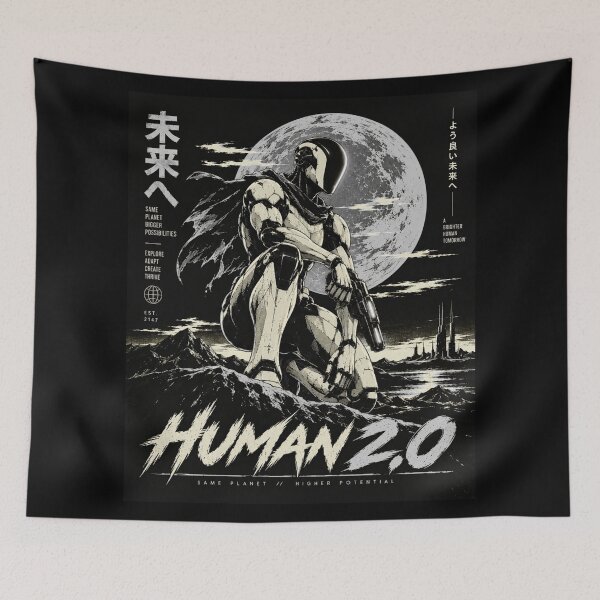 Item preview, Human 2.0 – Futuristic Humanoid Robot Cyberpunk Anime designed and sold by TEEJAMBOREE.