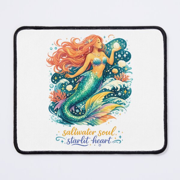 Item preview, Saltwater Soul Starlit Heart Mermaid Ocean Celestial Watercolor Art Design designed and sold by inkoutninja.
