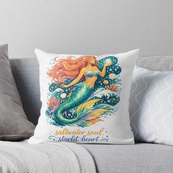 Item preview, Saltwater Soul Starlit Heart Mermaid Ocean Celestial Watercolor Art Design designed and sold by inkoutninja.