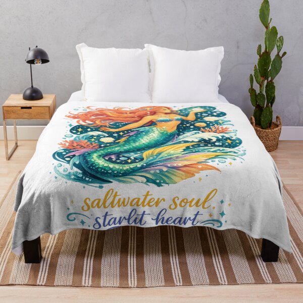 Item preview, Saltwater Soul Starlit Heart Mermaid Ocean Celestial Watercolor Art Design designed and sold by inkoutninja.