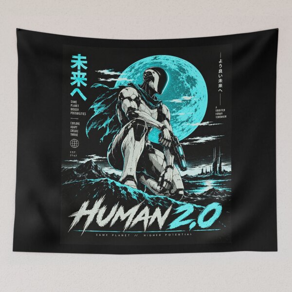 Item preview, Human 2.0 – Futuristic Humanoid Robot Cyberpunk Anime designed and sold by TEEJAMBOREE.