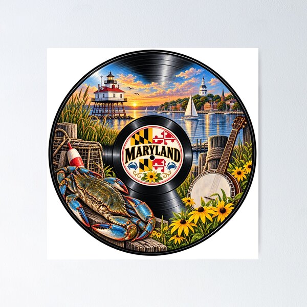 Item preview, Maryland Vinyl Record designed and sold by Whimspired By Paxx.