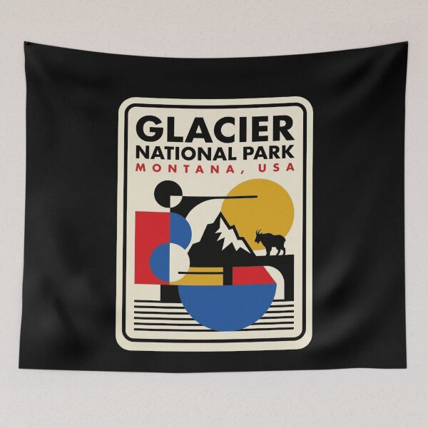 Item preview, Retro Glacier National Park Bauhaus Geometric Skyline designed and sold by k3rstman1.