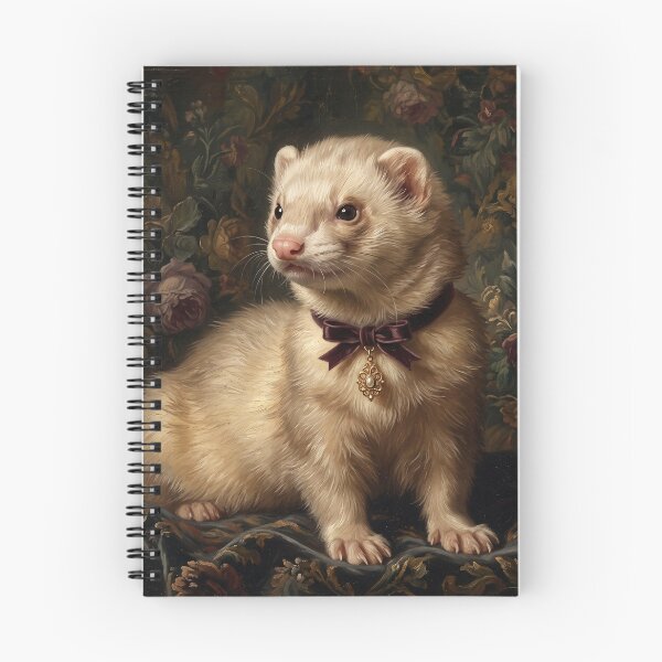 Item preview, Regal Ferret Portrait with Velvet Ribbon Bow designed and sold by Real Beast Art.