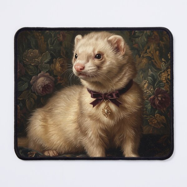 Item preview, Regal Ferret Portrait with Velvet Ribbon Bow designed and sold by Real Beast Art.
