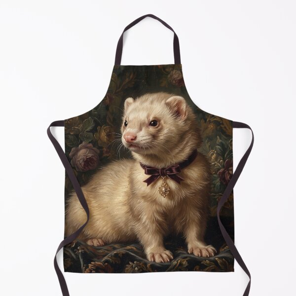 Item preview, Regal Ferret Portrait with Velvet Ribbon Bow designed and sold by Real Beast Art.