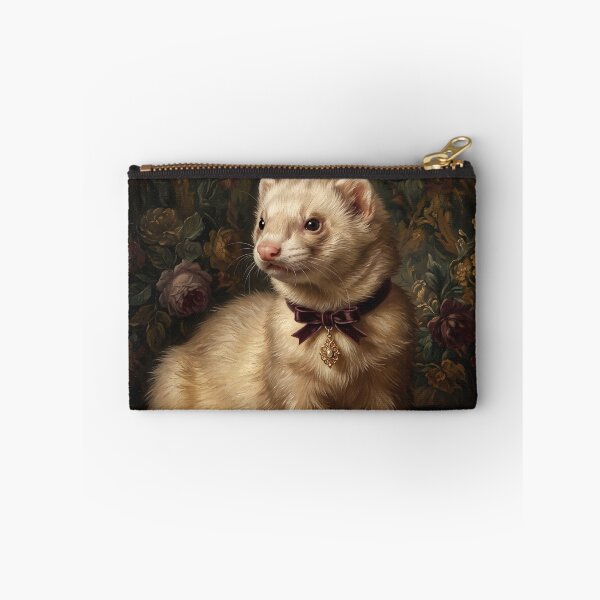 Item preview, Regal Ferret Portrait with Velvet Ribbon Bow designed and sold by Real Beast Art.