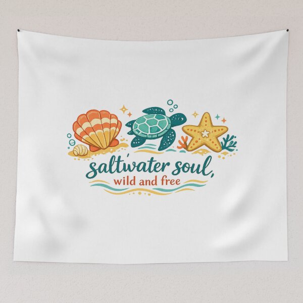 Item preview, Saltwater Soul Wild and Free Sea Turtle Coastal Ocean Beach Art Design designed and sold by inkoutninja.