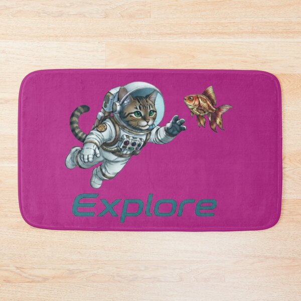 Item preview, Cute Diver Cat Swimming with Goldfish - "Explore" Deep Sea Art designed and sold by Northern Glow Art.