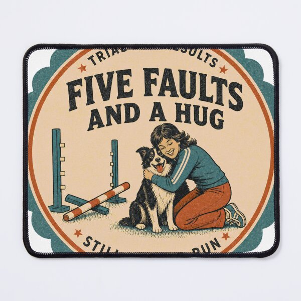 Item preview, Five Faults And A Hug Dog Sports Tournament Agility Rosette designed and sold by BoosterShop.