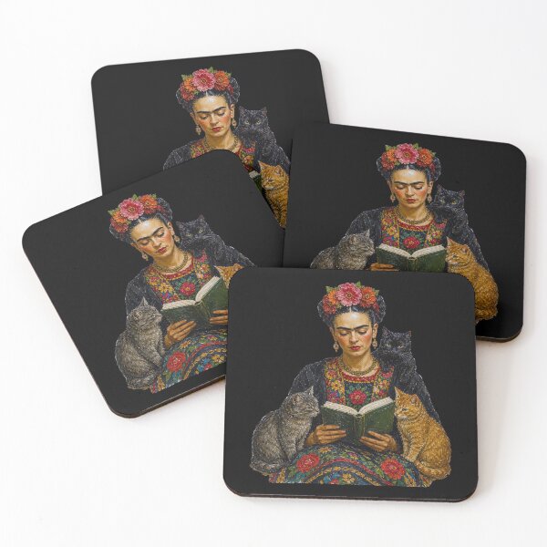 Item preview, Frida Kahlo Reading With Cats designed and sold by TeeARTHY.