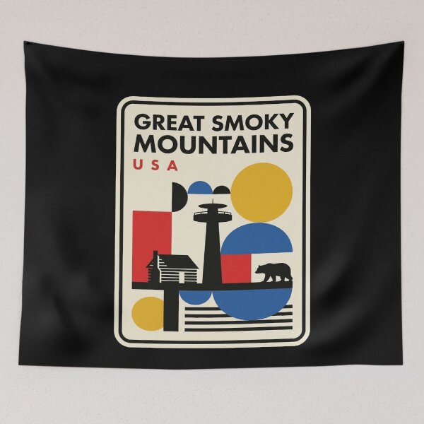 Item preview, Retro Great Smoky Mountains Bauhaus Geometric Skyline designed and sold by k3rstman1.