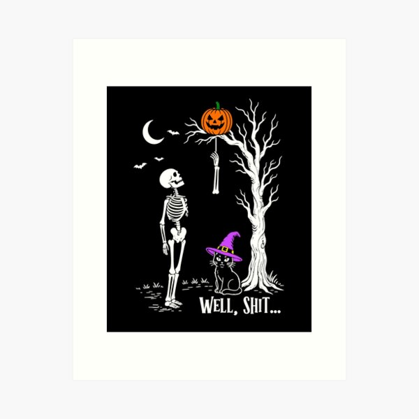Item preview, Well Shit Skeleton, Funny Halloween Skeleton Cat designed and sold by gidel-sales.