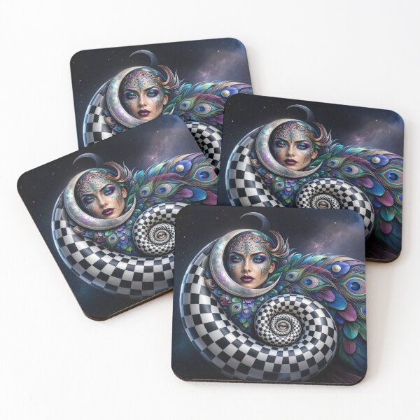 Item preview, . Combining whimsical Alice-in-Wonderland-style checkers with majestic peacock motifs designed and sold by KingsArtworx 2.