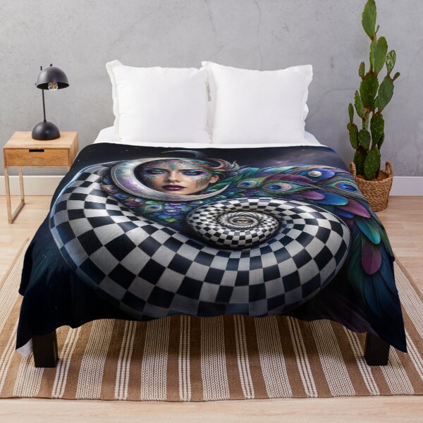 Item preview, . Combining whimsical Alice-in-Wonderland-style checkers with majestic peacock motifs designed and sold by KingsArtworx 2.