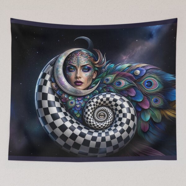 Item preview, . Combining whimsical Alice-in-Wonderland-style checkers with majestic peacock motifs designed and sold by KingsArtworx 2.