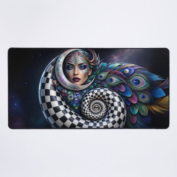 Item preview, . Combining whimsical Alice-in-Wonderland-style checkers with majestic peacock motifs designed and sold by KingsArtworx 2.