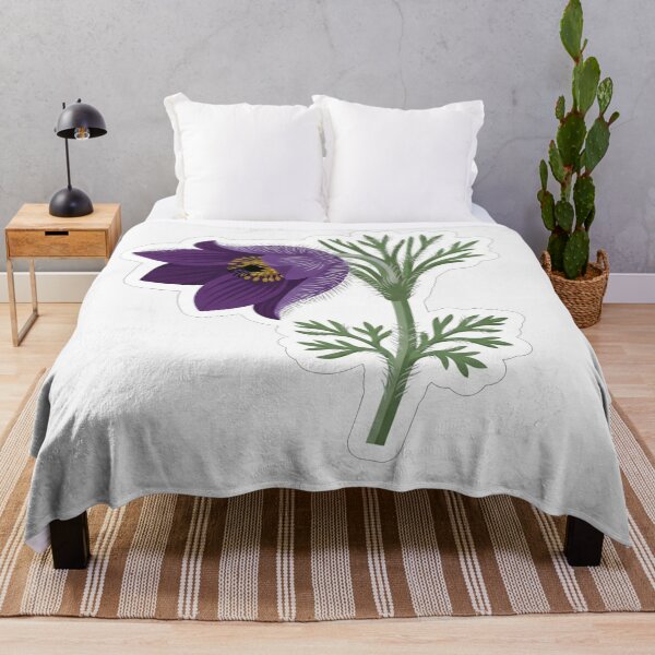 Item preview, Dark Purple Pasque Flower Botanical Illustration designed and sold by Owcomm.