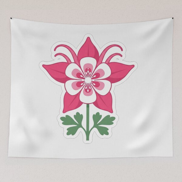 Item preview, Pink and White Columbine Flower Illustration designed and sold by Owcomm.