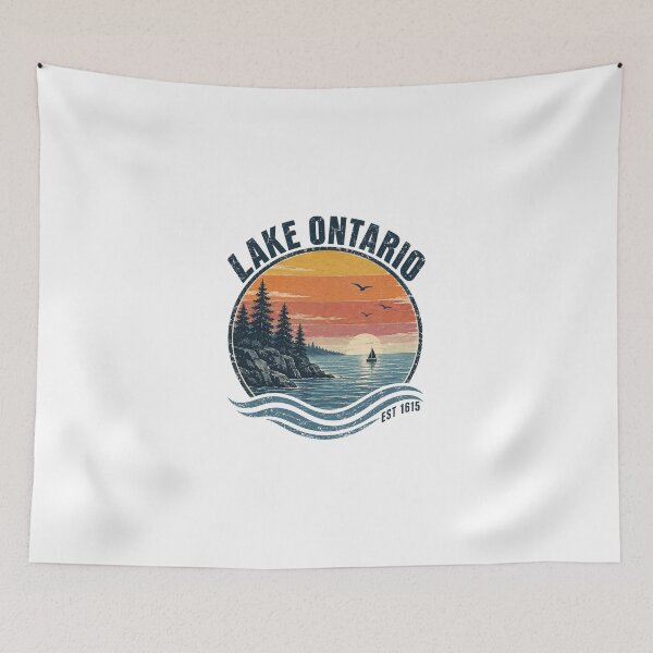 Item preview, Retro Sunset Great Lakes Lake Ontario designed and sold by haloochichi.