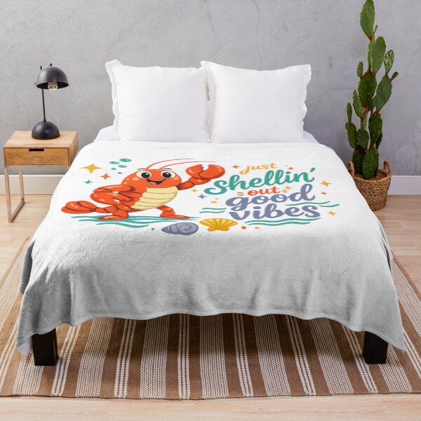 Item preview, Just Shellin Out Good Vibes Cute Lobster Coastal Beach Humor Art Design designed and sold by inkoutninja.