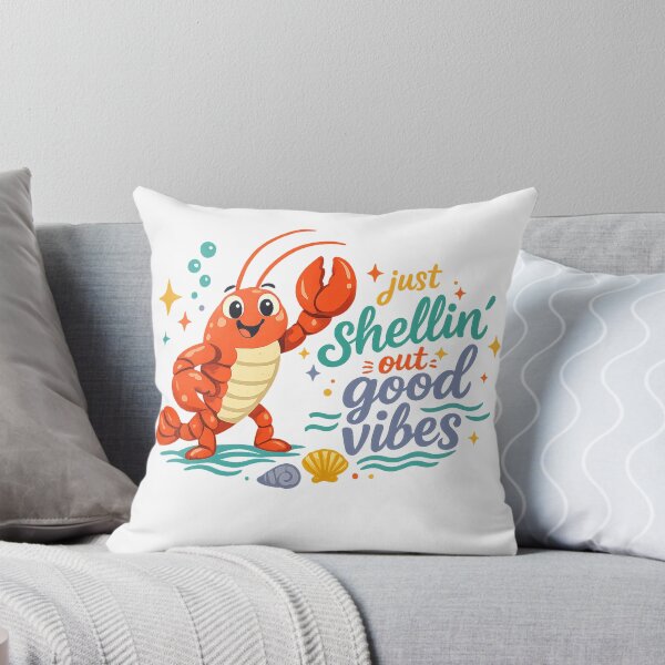 Item preview, Just Shellin Out Good Vibes Cute Lobster Coastal Beach Humor Art Design designed and sold by inkoutninja.