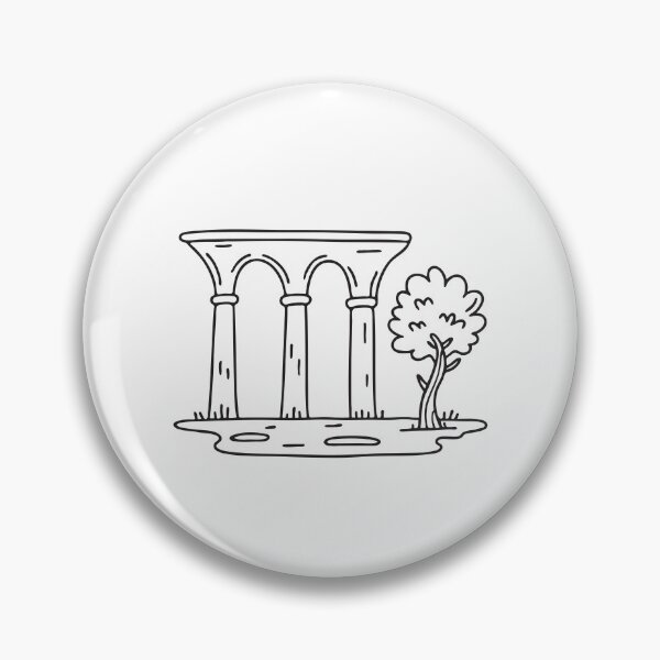 Item preview, doodle illustration of a single tree growing near doodle illustration of a tall viaduct column designed and sold by rasagamastore.