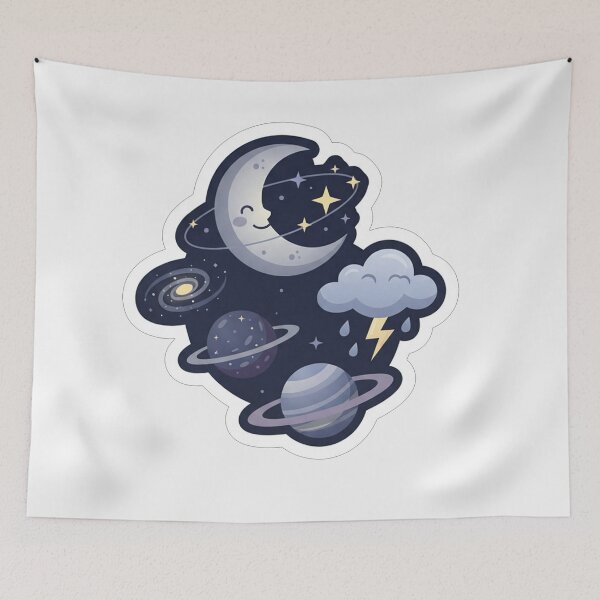 Item preview, Cute Happy Celestial Space and Moon designed and sold by Owcomm.