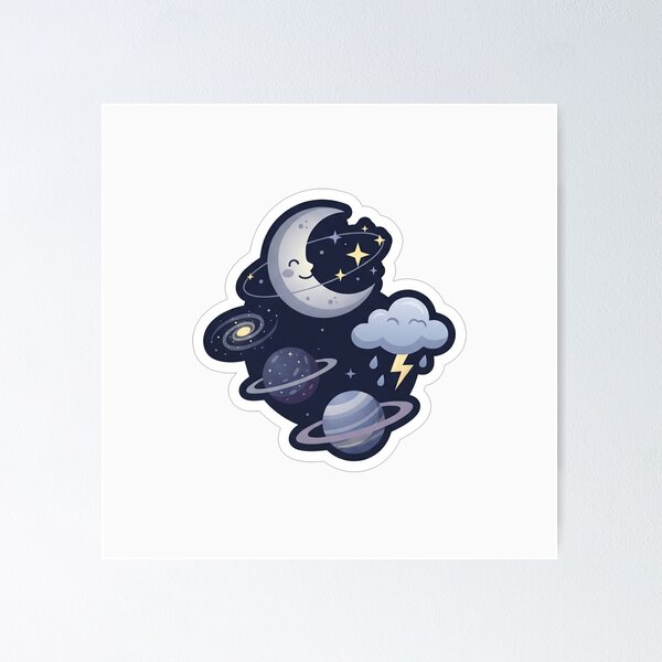 Item preview, Cute Happy Celestial Space and Moon designed and sold by Owcomm.