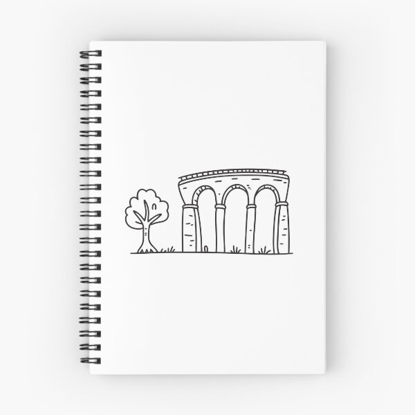 Item preview, doodle illustration of a young tree situated near doodle illustration of a viaduct foundation designed and sold by rasagamastore.