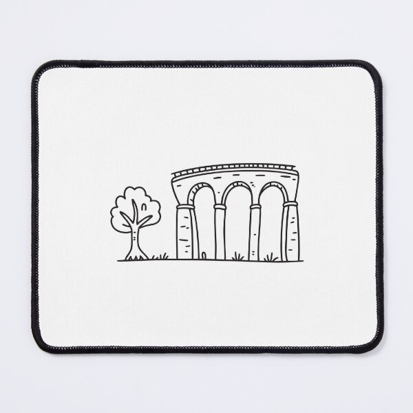 Item preview, doodle illustration of a young tree situated near doodle illustration of a viaduct foundation designed and sold by rasagamastore.