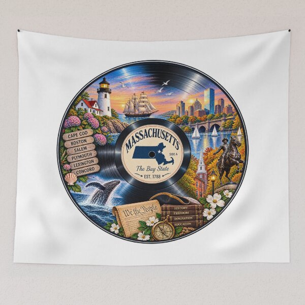 Item preview, Massachusetts Vinyl Record designed and sold by Whimspired By Paxx.
