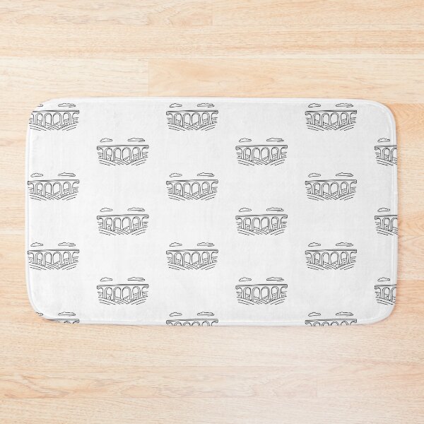 Item preview, doodle illustration of a long viaduct spanning doodle illustration of a wide green valley designed and sold by rasagamastore.