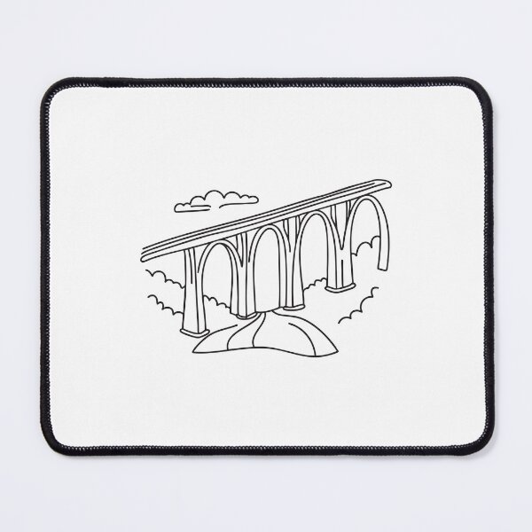 Item preview, doodle illustration of An arched viaduct extending across the grassy valley designed and sold by rasagamastore.