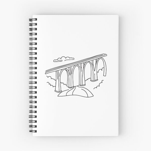 Item preview, doodle illustration of An arched viaduct extending across the grassy valley designed and sold by rasagamastore.