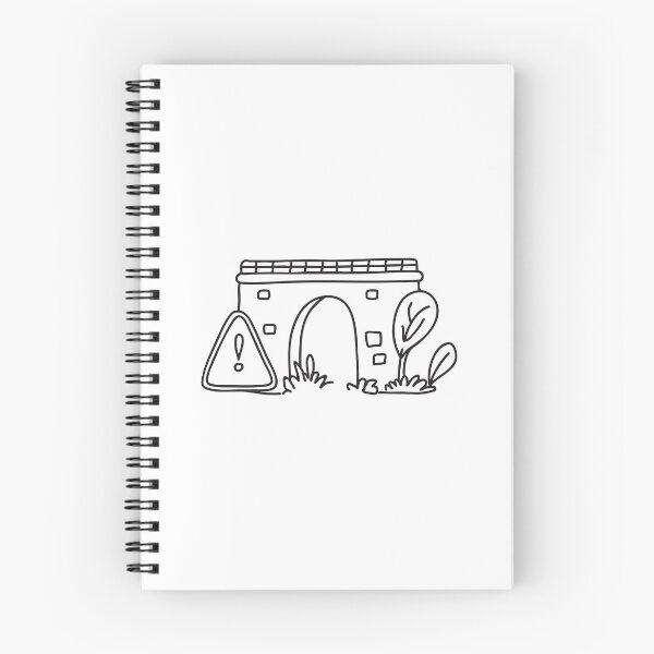 Item preview, doodle illustration of a warning sign placed at the base of doodle illustration of a viaduct support designed and sold by rasagamastore.