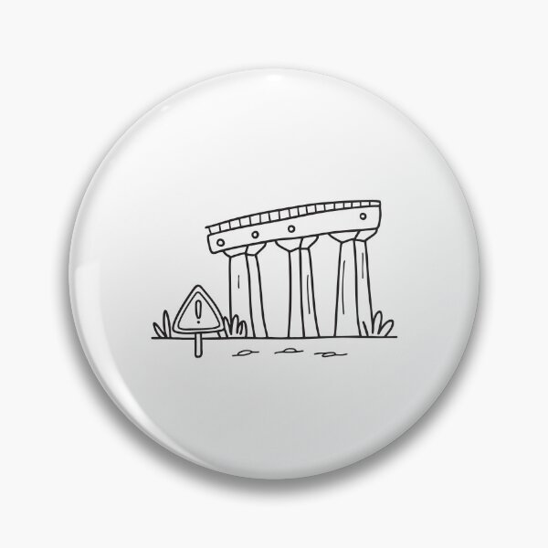 Item preview, doodle illustration of a caution sign standing near doodle illustration of a structural viaduct column designed and sold by rasagamastore.