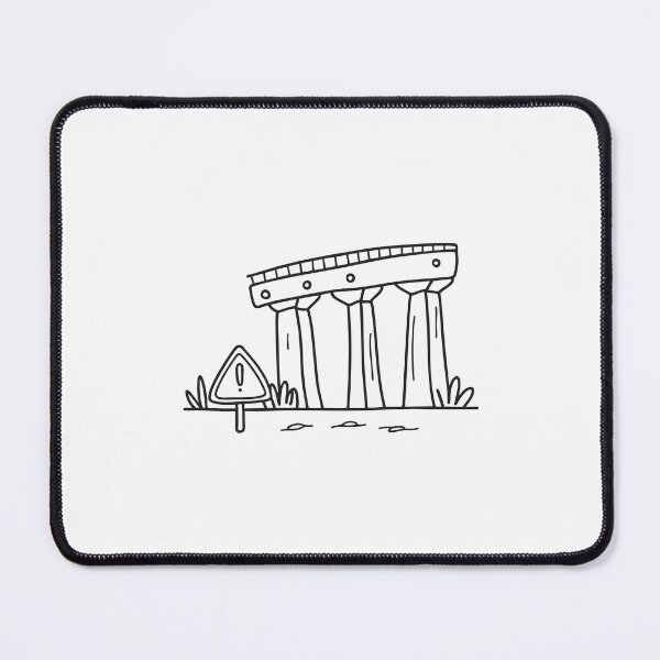 Item preview, doodle illustration of a caution sign standing near doodle illustration of a structural viaduct column designed and sold by rasagamastore.