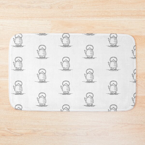 Item preview, doodle illustration of a metal kettle resting on a stovetop designed and sold by rasagamastore.