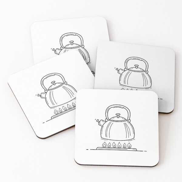 Item preview, doodle illustration of a stove with a kettle on top designed and sold by rasagamastore.