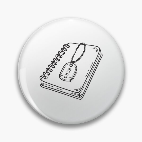 Item preview, doodle illustration of a military dog tag on top of a notebook designed and sold by rasagamastore.
