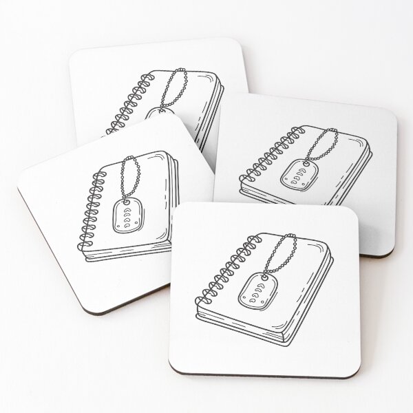 Item preview, doodle illustration of a military dog tag on top of a notebook designed and sold by rasagamastore.