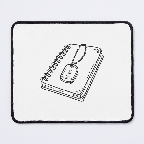 Item preview, doodle illustration of a military dog tag on top of a notebook designed and sold by rasagamastore.