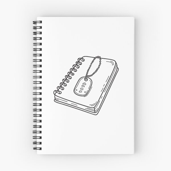 Item preview, doodle illustration of a military dog tag on top of a notebook designed and sold by rasagamastore.