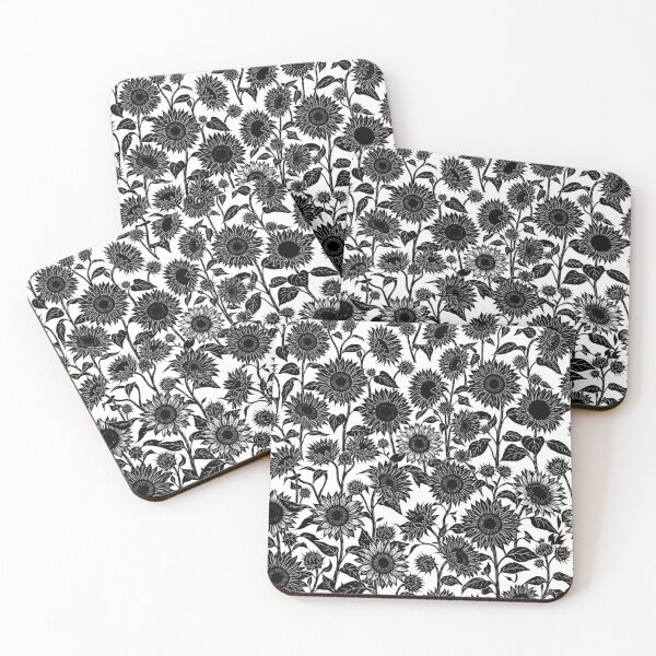 Item preview, Black And White Sunflower Botanical Pattern designed and sold by Owcomm.