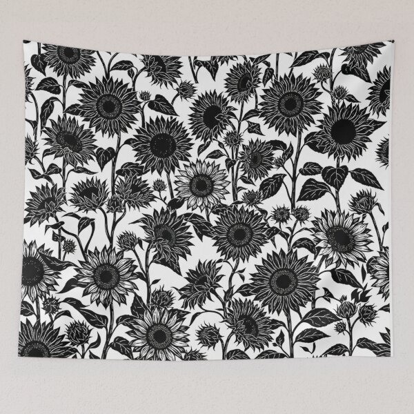 Item preview, Black And White Sunflower Botanical Pattern designed and sold by Owcomm.