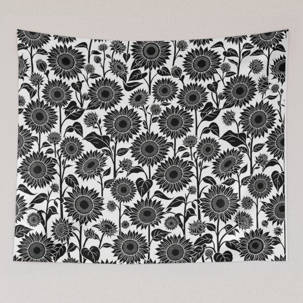 Item preview, Black and White Sunflower Floral Pattern designed and sold by Owcomm.