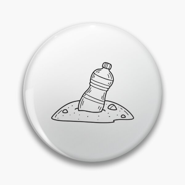 Item preview, doodle illustration of a plastic bottle tumbling across sand designed and sold by rasagamastore.