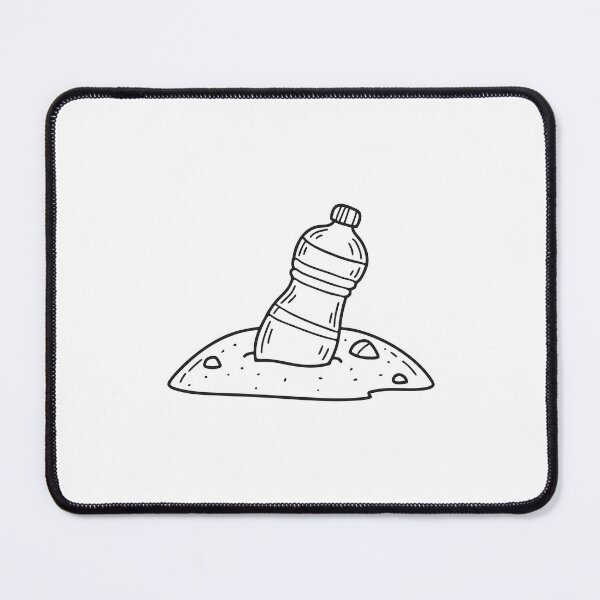 Item preview, doodle illustration of a plastic bottle tumbling across sand designed and sold by rasagamastore.