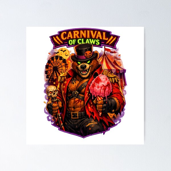 Item preview, Beefy Haunted Ringmaster Bear – Carnival of Claws Halloween Sticker designed and sold by Shadowframe Studios.